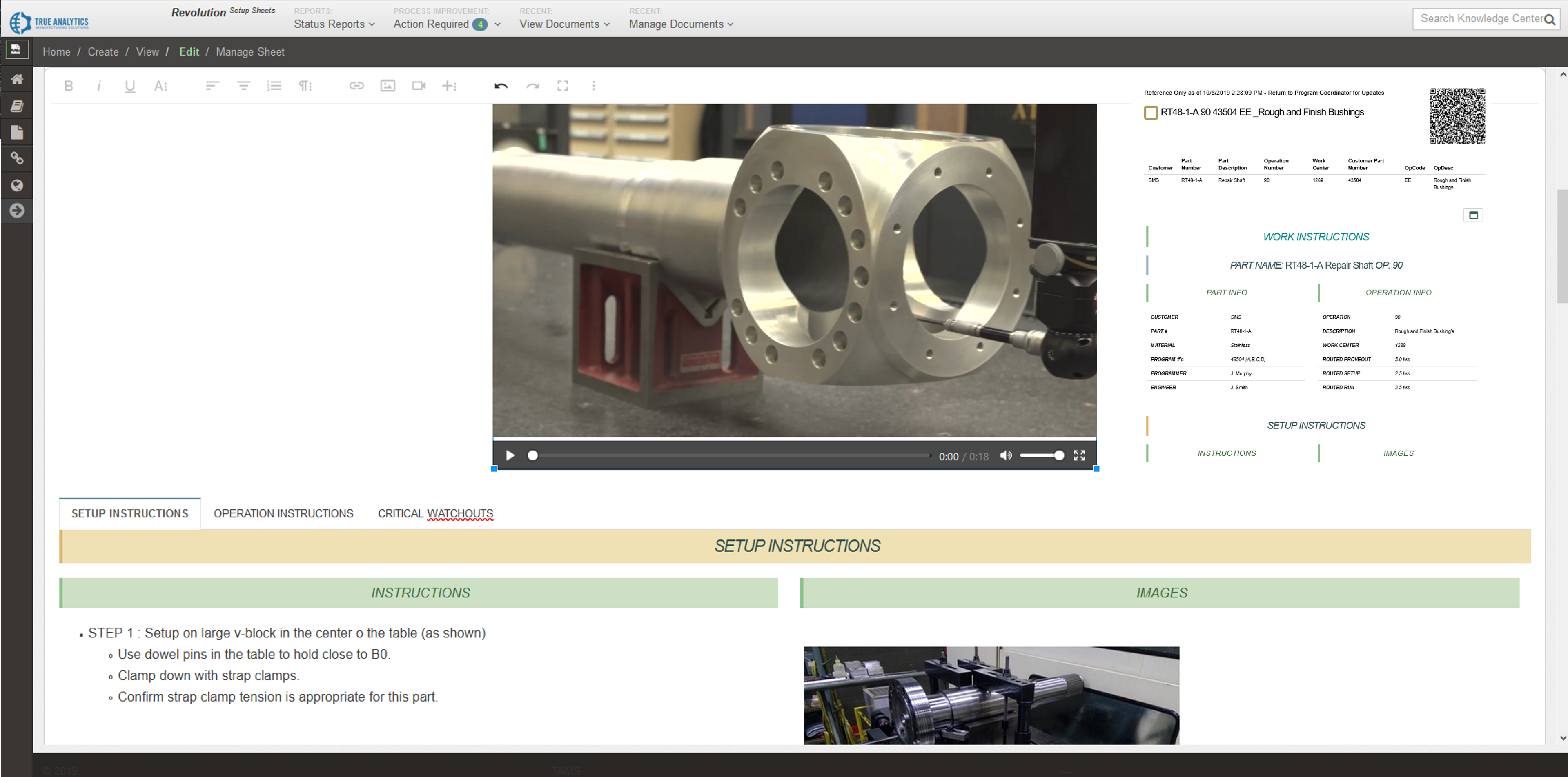 Operator reviewing digital work instructions on screen